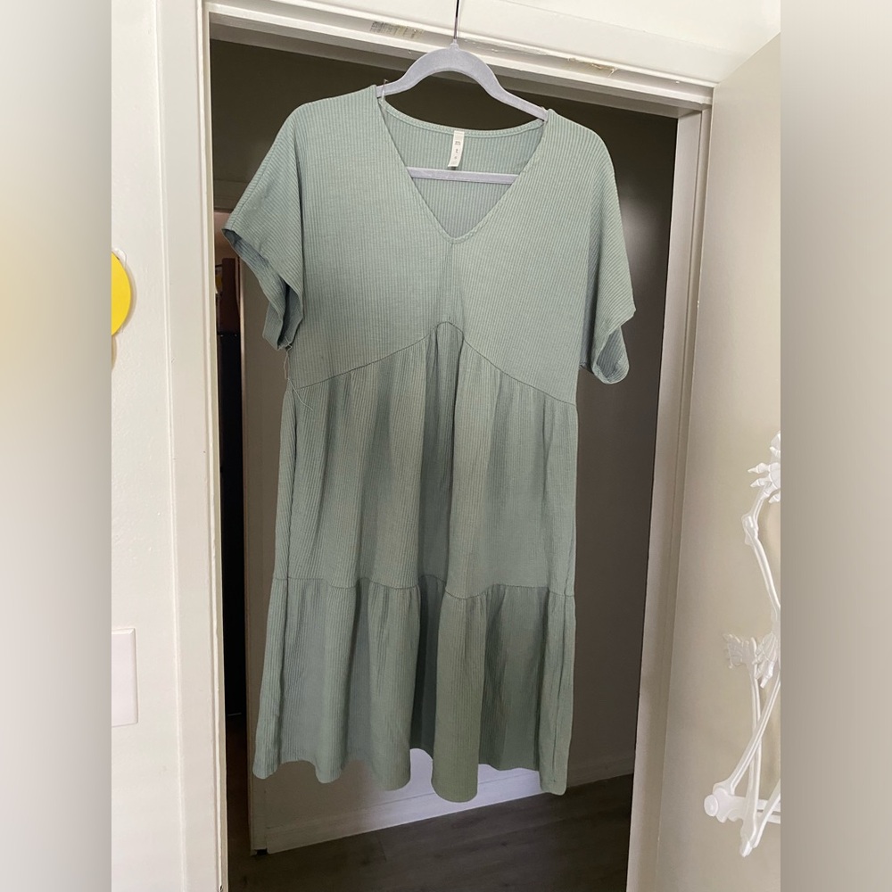 Sage Green Ribbed Dress